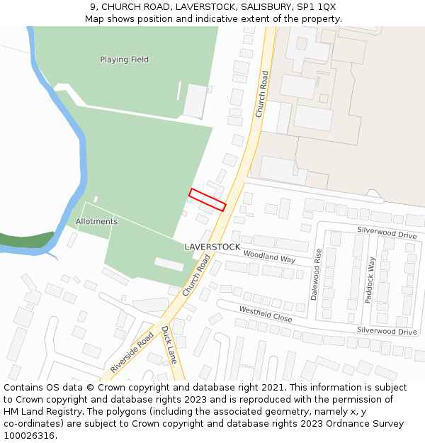 9, CHURCH ROAD, LAVERSTOCK, SALISBURY, SP1 1QX: Location map and indicative extent of plot