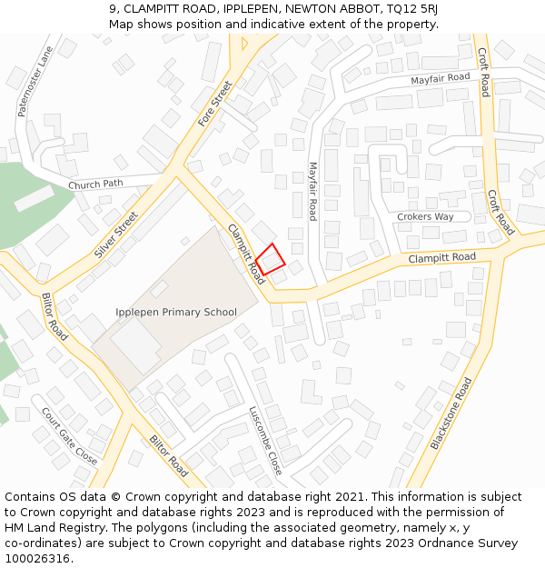 9, CLAMPITT ROAD, IPPLEPEN, NEWTON ABBOT, TQ12 5RJ: Location map and indicative extent of plot