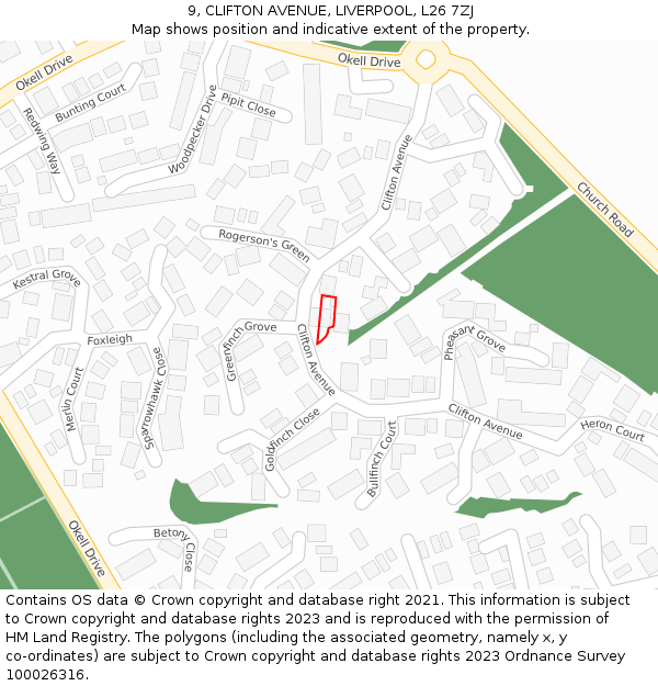 9, CLIFTON AVENUE, LIVERPOOL, L26 7ZJ: Location map and indicative extent of plot