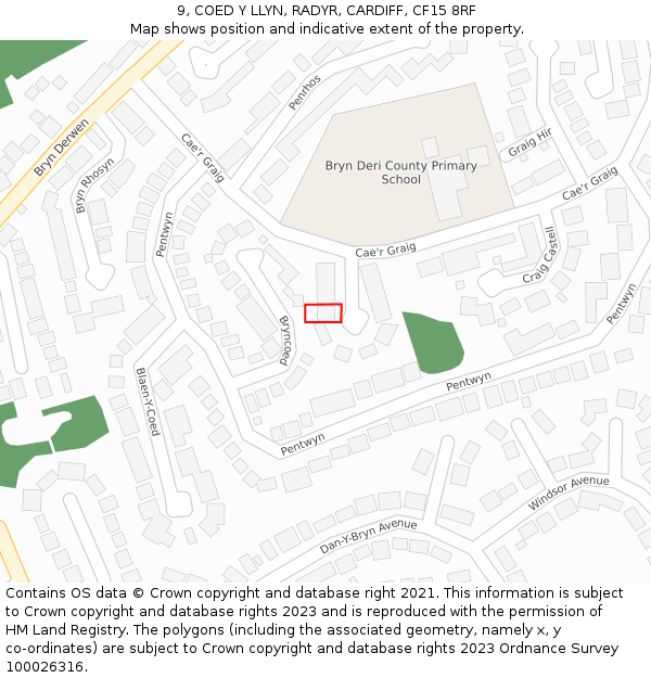 9, COED Y LLYN, RADYR, CARDIFF, CF15 8RF: Location map and indicative extent of plot