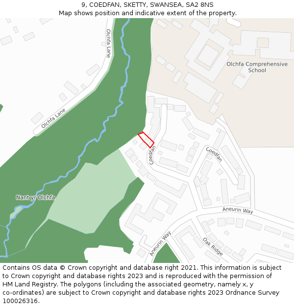 9, COEDFAN, SKETTY, SWANSEA, SA2 8NS: Location map and indicative extent of plot