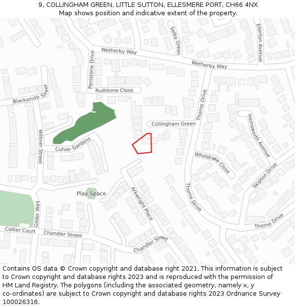 9, COLLINGHAM GREEN, LITTLE SUTTON, ELLESMERE PORT, CH66 4NX: Location map and indicative extent of plot