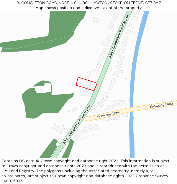 9, CONGLETON ROAD NORTH, CHURCH LAWTON, STOKE-ON-TRENT, ST7 3AZ: Location map and indicative extent of plot