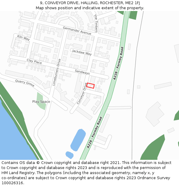 9, CONVEYOR DRIVE, HALLING, ROCHESTER, ME2 1FJ: Location map and indicative extent of plot