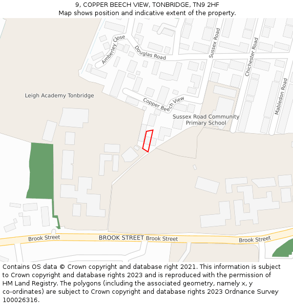 9, COPPER BEECH VIEW, TONBRIDGE, TN9 2HF: Location map and indicative extent of plot