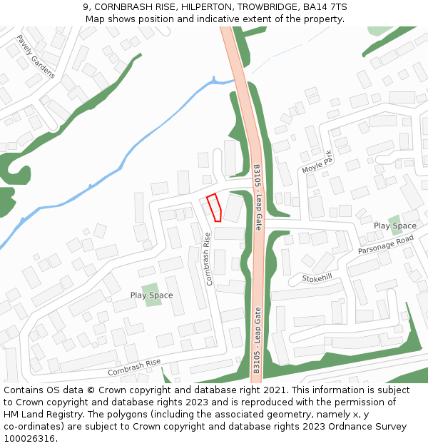 9, CORNBRASH RISE, HILPERTON, TROWBRIDGE, BA14 7TS: Location map and indicative extent of plot
