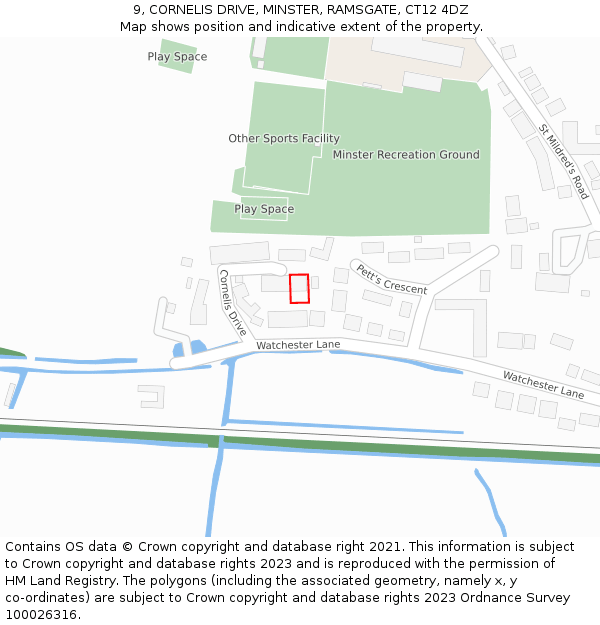 9, CORNELIS DRIVE, MINSTER, RAMSGATE, CT12 4DZ: Location map and indicative extent of plot