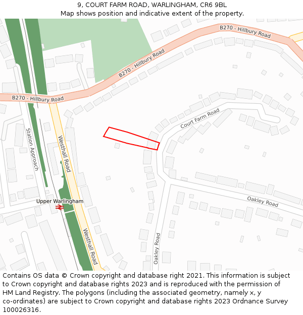 9, COURT FARM ROAD, WARLINGHAM, CR6 9BL: Location map and indicative extent of plot