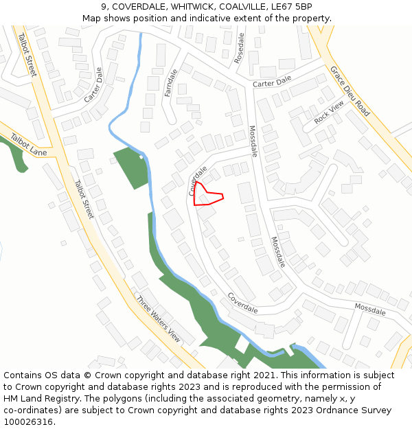 9, COVERDALE, WHITWICK, COALVILLE, LE67 5BP: Location map and indicative extent of plot