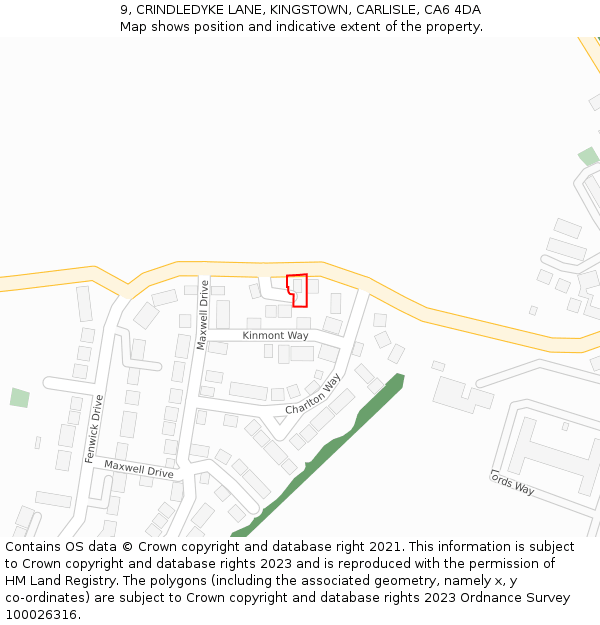 9, CRINDLEDYKE LANE, KINGSTOWN, CARLISLE, CA6 4DA: Location map and indicative extent of plot