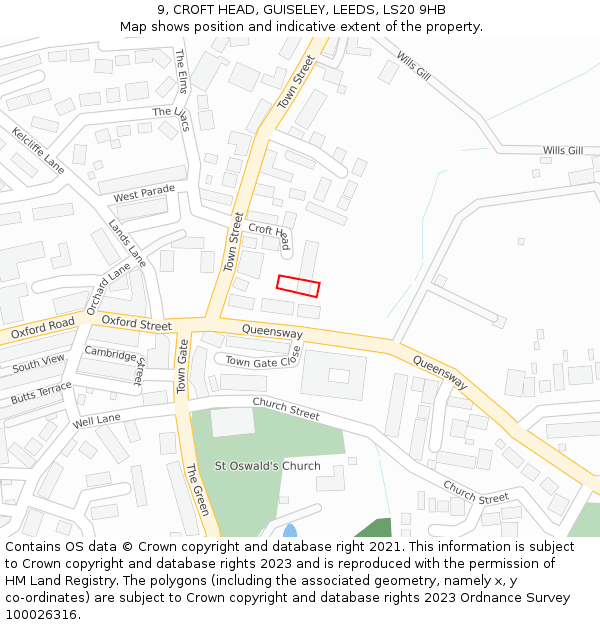 9, CROFT HEAD, GUISELEY, LEEDS, LS20 9HB: Location map and indicative extent of plot