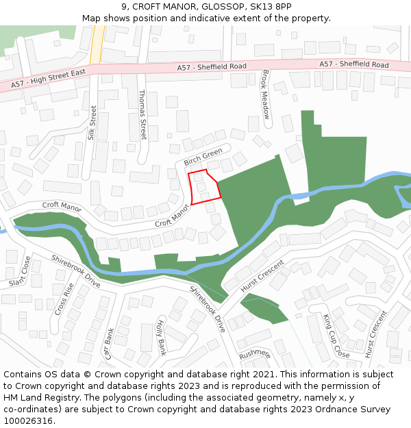 9, CROFT MANOR, GLOSSOP, SK13 8PP: Location map and indicative extent of plot