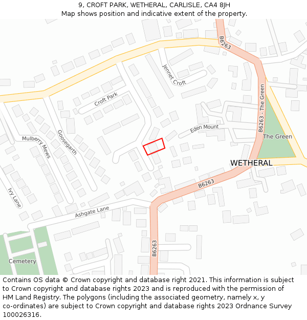 9, CROFT PARK, WETHERAL, CARLISLE, CA4 8JH: Location map and indicative extent of plot