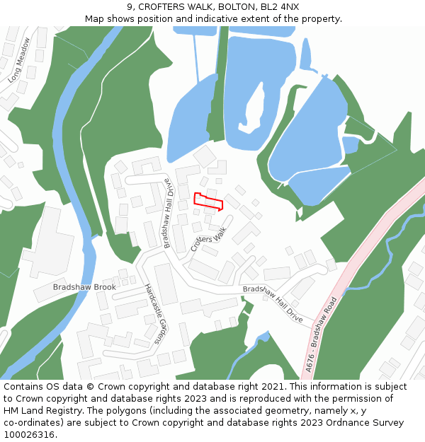 9, CROFTERS WALK, BOLTON, BL2 4NX: Location map and indicative extent of plot