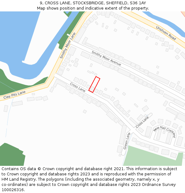 9, CROSS LANE, STOCKSBRIDGE, SHEFFIELD, S36 1AY: Location map and indicative extent of plot