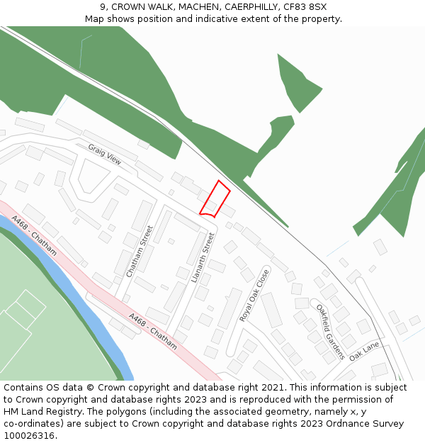 9, CROWN WALK, MACHEN, CAERPHILLY, CF83 8SX: Location map and indicative extent of plot