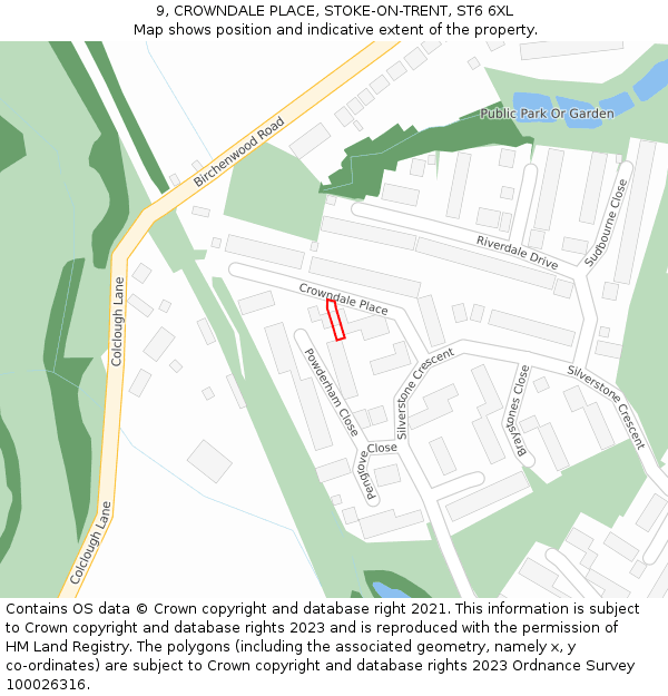 9, CROWNDALE PLACE, STOKE-ON-TRENT, ST6 6XL: Location map and indicative extent of plot