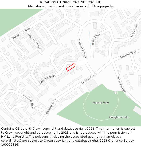 9, DALESMAN DRIVE, CARLISLE, CA1 3TH: Location map and indicative extent of plot