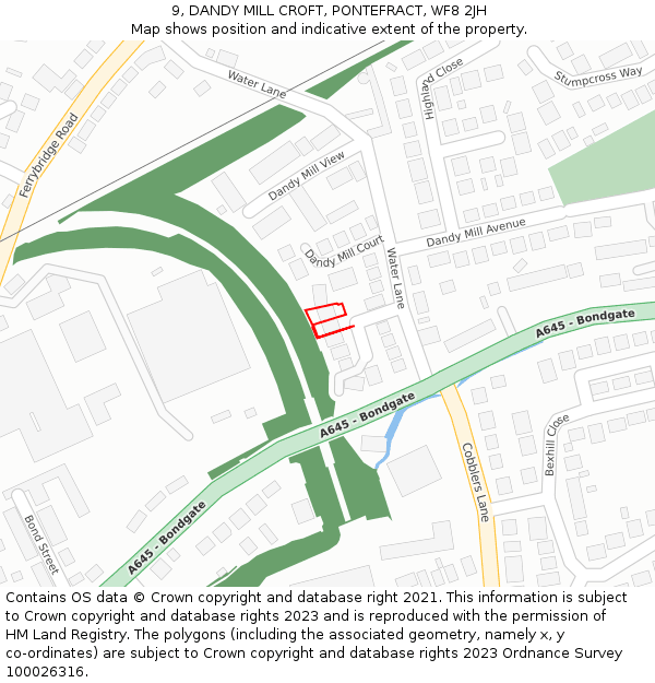 9, DANDY MILL CROFT, PONTEFRACT, WF8 2JH: Location map and indicative extent of plot