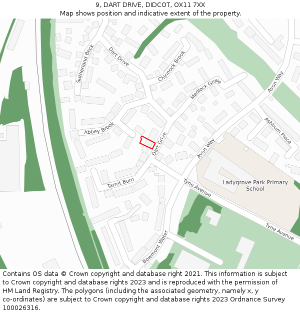9, DART DRIVE, DIDCOT, OX11 7XX: Location map and indicative extent of plot