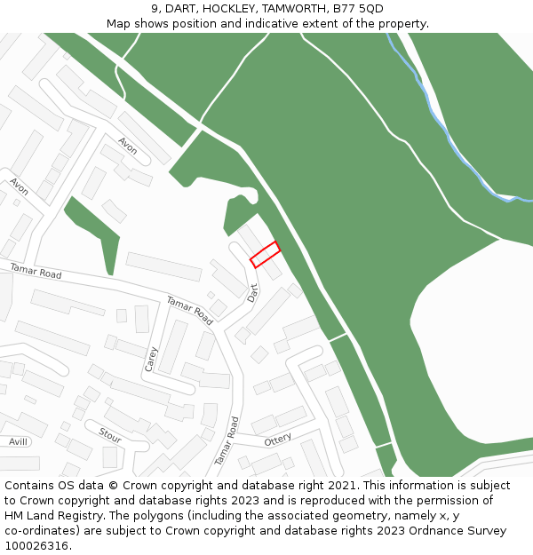 9, DART, HOCKLEY, TAMWORTH, B77 5QD: Location map and indicative extent of plot