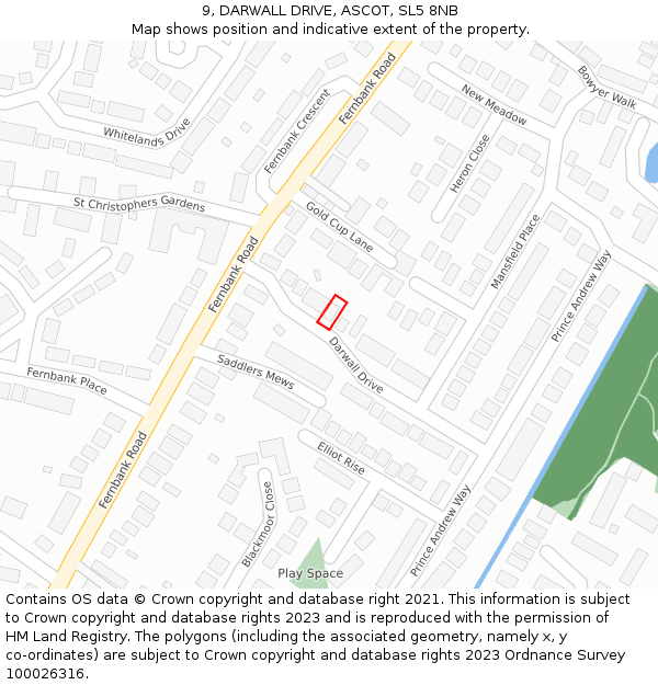 9, DARWALL DRIVE, ASCOT, SL5 8NB: Location map and indicative extent of plot