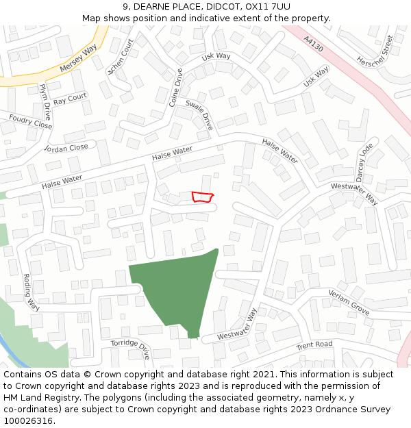 9, DEARNE PLACE, DIDCOT, OX11 7UU: Location map and indicative extent of plot