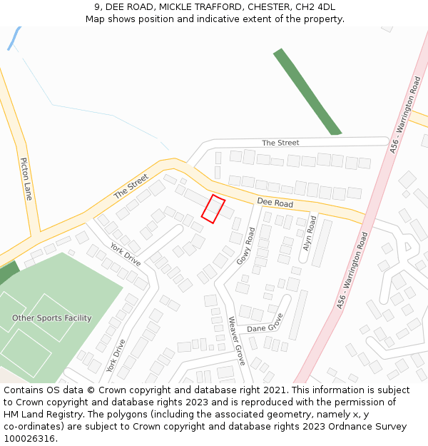 9, DEE ROAD, MICKLE TRAFFORD, CHESTER, CH2 4DL: Location map and indicative extent of plot