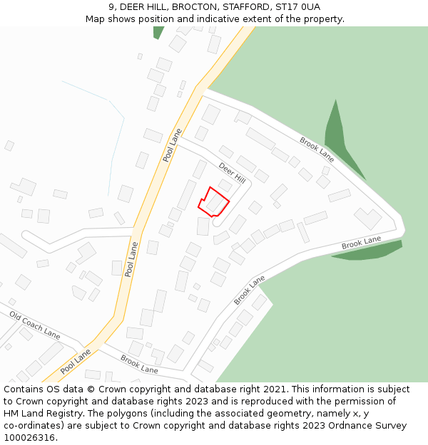 9, DEER HILL, BROCTON, STAFFORD, ST17 0UA: Location map and indicative extent of plot