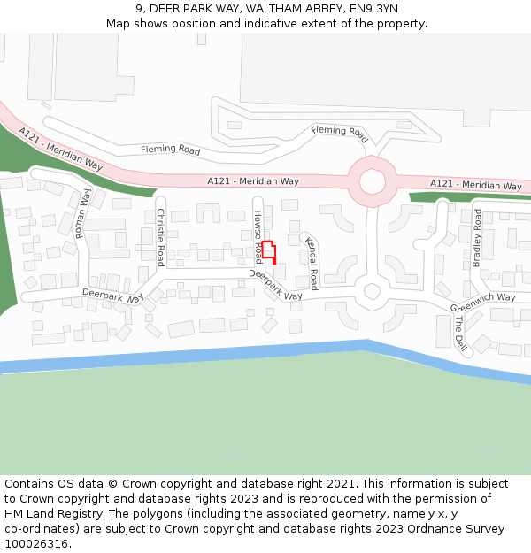 9, DEER PARK WAY, WALTHAM ABBEY, EN9 3YN: Location map and indicative extent of plot