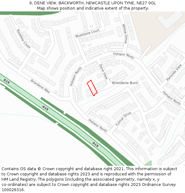 9, DENE VIEW, BACKWORTH, NEWCASTLE UPON TYNE, NE27 0GL: Location map and indicative extent of plot