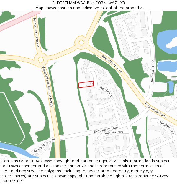 9, DEREHAM WAY, RUNCORN, WA7 1XR: Location map and indicative extent of plot