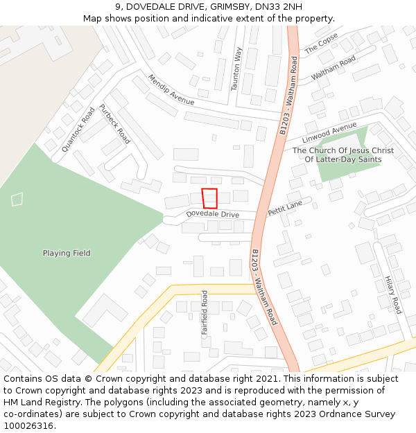 9, DOVEDALE DRIVE, GRIMSBY, DN33 2NH: Location map and indicative extent of plot