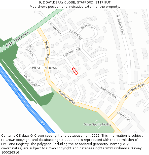 9, DOWNDERRY CLOSE, STAFFORD, ST17 9UT: Location map and indicative extent of plot