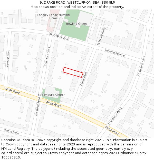 9, DRAKE ROAD, WESTCLIFF-ON-SEA, SS0 8LP: Location map and indicative extent of plot