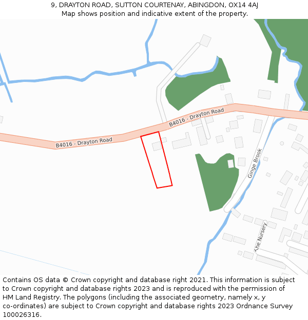 9, DRAYTON ROAD, SUTTON COURTENAY, ABINGDON, OX14 4AJ: Location map and indicative extent of plot