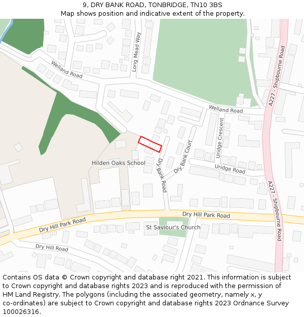 9, DRY BANK ROAD, TONBRIDGE, TN10 3BS: Location map and indicative extent of plot