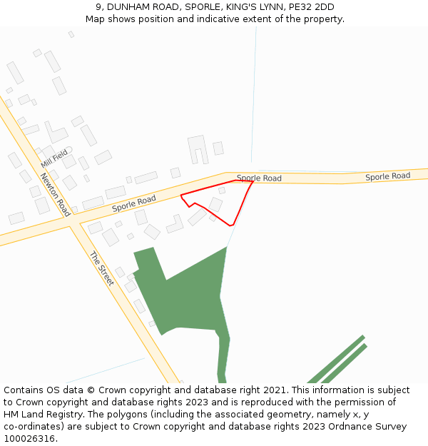 9, DUNHAM ROAD, SPORLE, KING'S LYNN, PE32 2DD: Location map and indicative extent of plot