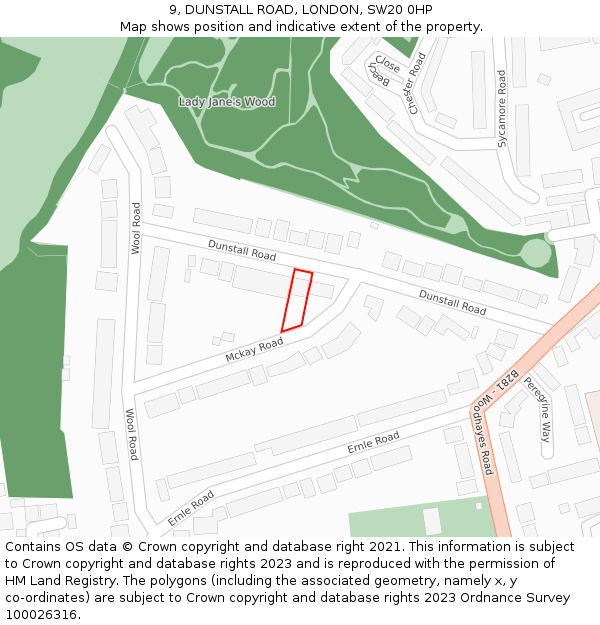 9, DUNSTALL ROAD, LONDON, SW20 0HP: Location map and indicative extent of plot