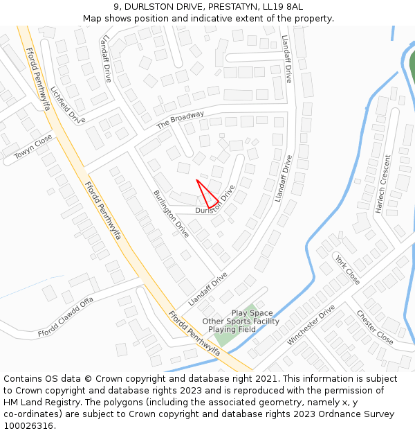 9, DURLSTON DRIVE, PRESTATYN, LL19 8AL: Location map and indicative extent of plot