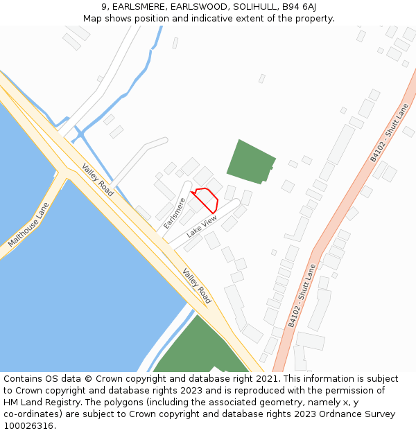 9, EARLSMERE, EARLSWOOD, SOLIHULL, B94 6AJ: Location map and indicative extent of plot