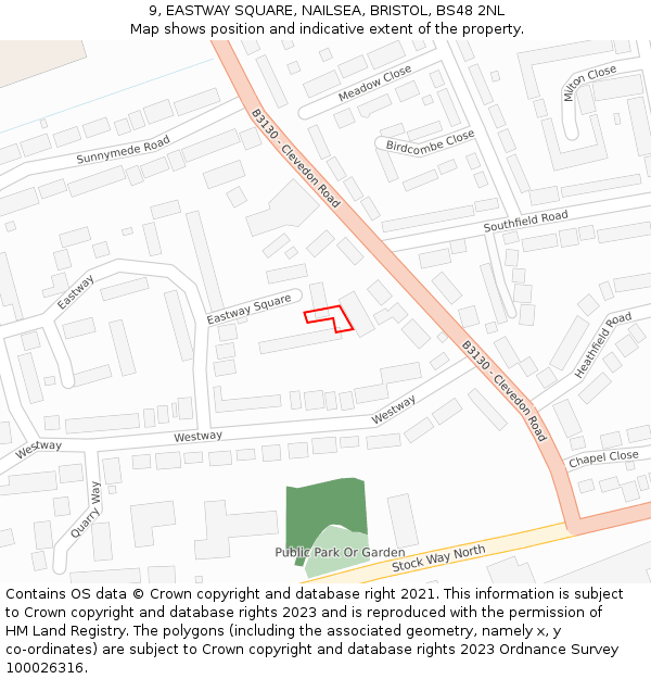9, EASTWAY SQUARE, NAILSEA, BRISTOL, BS48 2NL: Location map and indicative extent of plot
