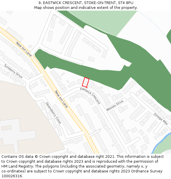 9, EASTWICK CRESCENT, STOKE-ON-TRENT, ST4 8PU: Location map and indicative extent of plot