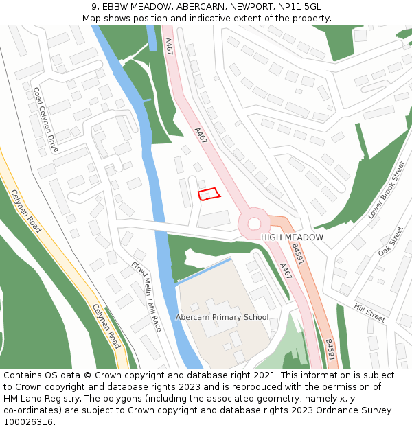 9, EBBW MEADOW, ABERCARN, NEWPORT, NP11 5GL: Location map and indicative extent of plot