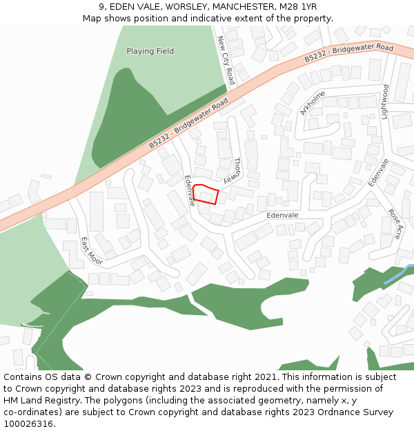 9, EDEN VALE, WORSLEY, MANCHESTER, M28 1YR: Location map and indicative extent of plot