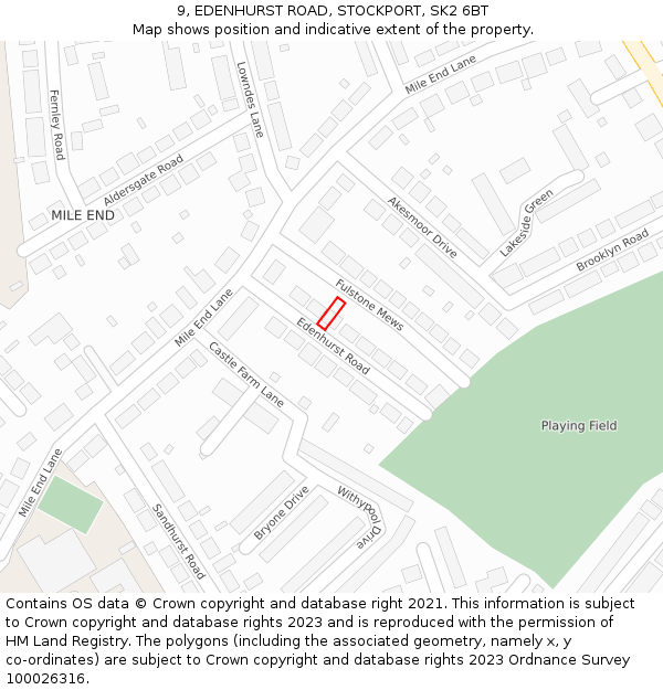 9, EDENHURST ROAD, STOCKPORT, SK2 6BT: Location map and indicative extent of plot