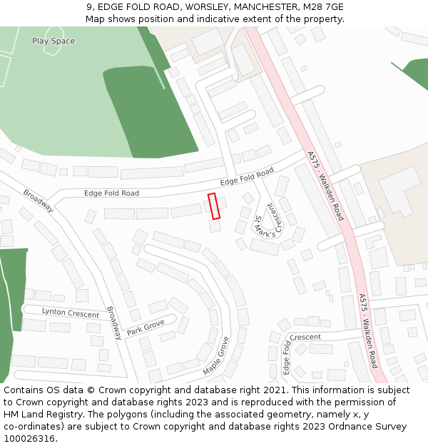 9, EDGE FOLD ROAD, WORSLEY, MANCHESTER, M28 7GE: Location map and indicative extent of plot