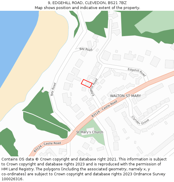 9, EDGEHILL ROAD, CLEVEDON, BS21 7BZ: Location map and indicative extent of plot