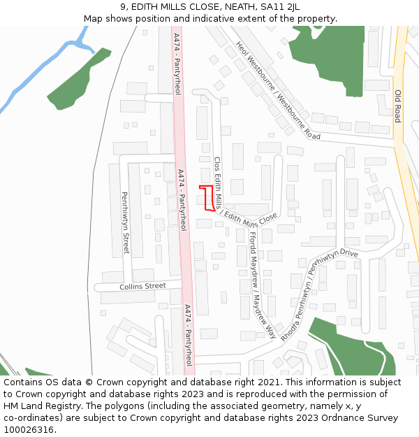 9, EDITH MILLS CLOSE, NEATH, SA11 2JL: Location map and indicative extent of plot