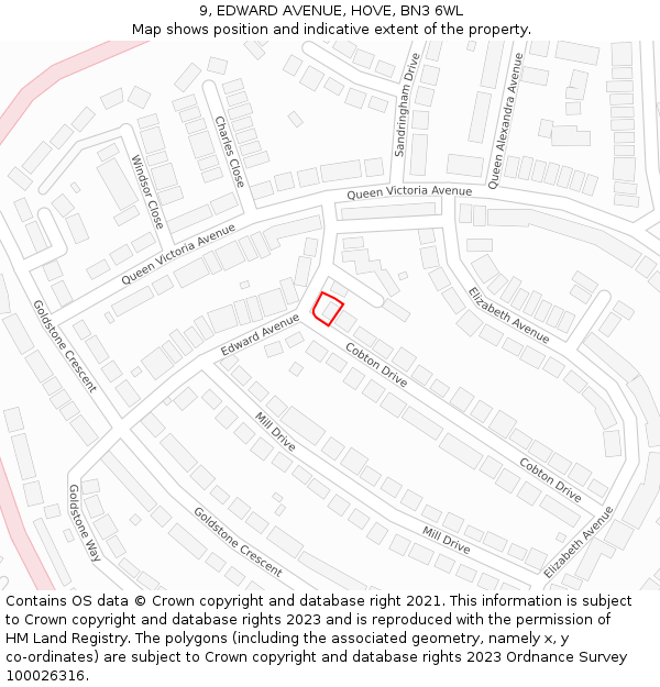 9, EDWARD AVENUE, HOVE, BN3 6WL: Location map and indicative extent of plot